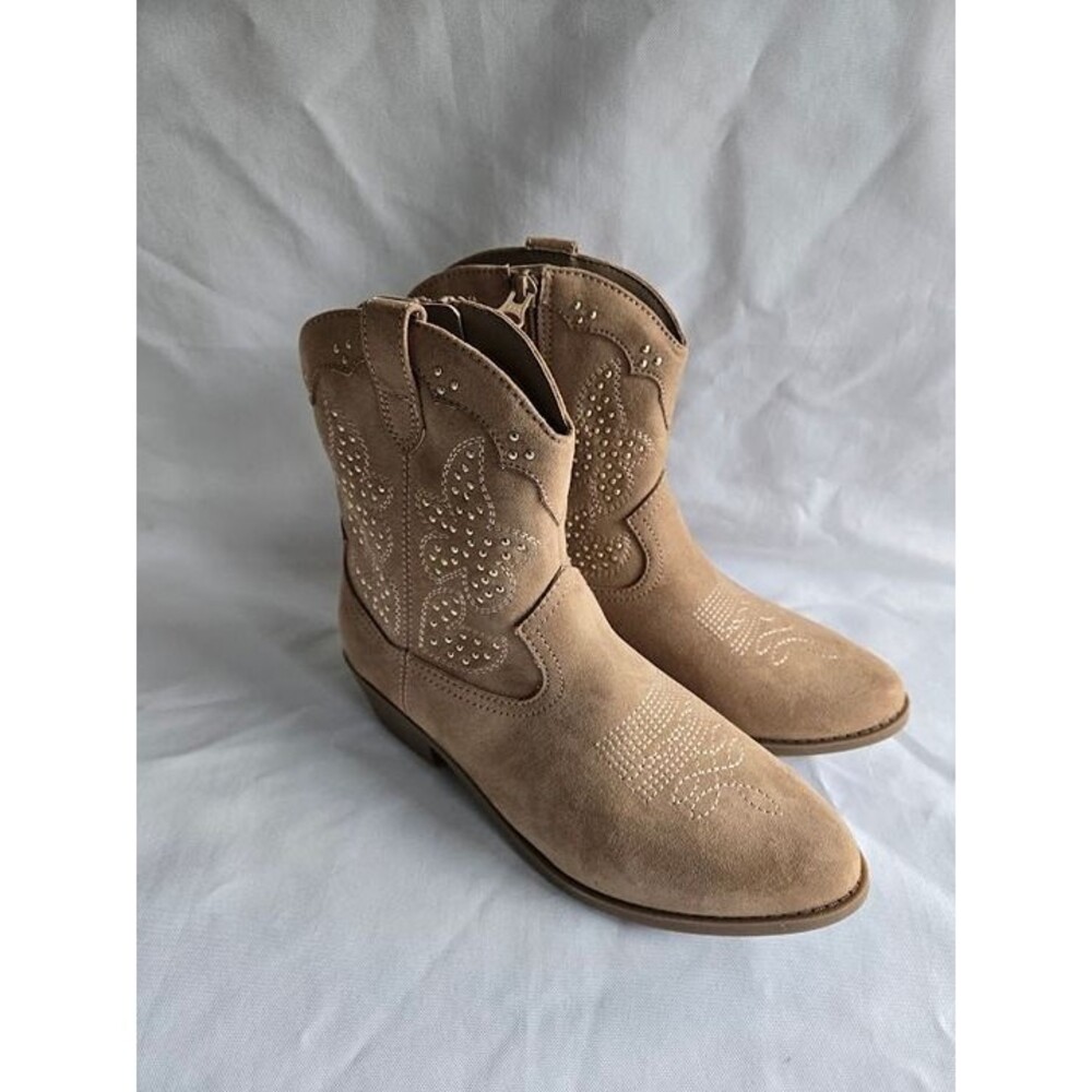 Art Class Elma GIRLS Tan Suede Western Cowboy Boots - Kids Girls size 5  NEW